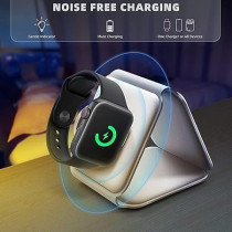 Yu Well 3 In 1 Magnetic Foldable Wireless Charging Station For Smart Phones, Airpods And Iwatch, White