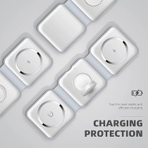 Yu Well 3 In 1 Magnetic Foldable Wireless Charging Station For Smart Phones, Airpods And Iwatch, White