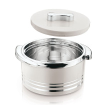 Winsor Panayaa Thermo Container, 3300ml- Stainless Steel Insulated Hot Pot Thermal Food Storage Containers Warmers, Silver/White, WPY3008