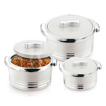 Winsor Omega Thermo Container 3 Pieces set, 1500/2200/3300m Hot Pot Stainless Steel Casserole Set Insulated Food Warmer Set Perfect For Your Dining Table, Silver/White, WPY3009