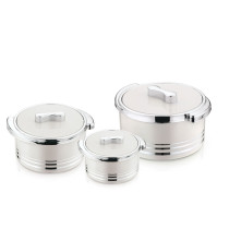 Winsor Omega Thermo Container 3 Pieces set, 1500/2200/3300m Hot Pot Stainless Steel Casserole Set Insulated Food Warmer Set Perfect For Your Dining Table, Silver/White, WPY3009