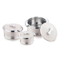 Winsor Omega Thermo Container 3 Pieces set, 1500/2200/3300m Hot Pot Stainless Steel Casserole Set Insulated Food Warmer Set Perfect For Your Dining Table, Silver/White, WPY3009
