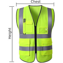 Yu Well Reflective Safety Vests High Visibility Breathable Day Night Warning Jacket With Zipper And 5 Pockets For Construction, Traffic, Cycling Safety Purpose, Medium