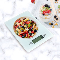 Prestige Digital Food Scale Multi-Functional Kitchen Scale and Baking Scale Ultra Slim with Large LCD Display Premium Plastic and Glass Food Scales, 11lb/5kg With, 1g, PR81005, White