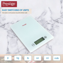Prestige Digital Food Scale Multi-Functional Kitchen Scale and Baking Scale Ultra Slim with Large LCD Display Premium Plastic and Glass Food Scales, 11lb/5kg With, 1g, PR81005, White