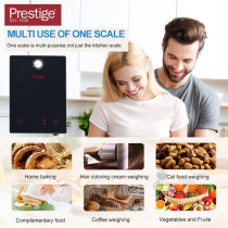 Prestige Digital Kitchen Scale Multifunction Food Weight Scale 5KG Ultra Slim with Large LCD Display Premium Plastic and Glass Food Scales 11lb/5kg with 1g Precision, Black, PR81006