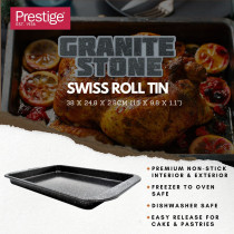 Prestige Rectangular Baking Tray with Nonstick Granite Stone Coating Carbon Steel Baking Pan Premium Swiss Roll Tin, PR48772