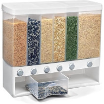 Yu Well Dual Food Dispenser, Dry Food Dispenser,Grain Cereal Dispenser Countertop For Kitchen, Black, White, 10 Litre