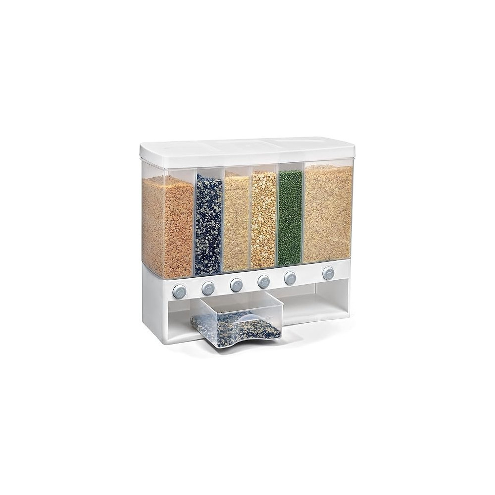 Yu Well Dual Food Dispenser, Dry Food Dispenser,Grain Cereal Dispenser Countertop For Kitchen, Black, White, 10 Litre