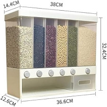 Yu Well Dual Food Dispenser, Dry Food Dispenser,Grain Cereal Dispenser Countertop For Kitchen, Black, White, 10 Litre