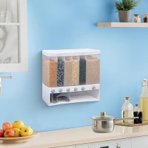 Yu Well Dual Food Dispenser, Dry Food Dispenser,Grain Cereal Dispenser Countertop For Kitchen, Black, White, 10 Litre