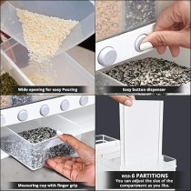 Yu Well Dual Food Dispenser, Dry Food Dispenser,Grain Cereal Dispenser Countertop For Kitchen, Black, White, 10 Litre