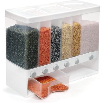 Yu Well Dual Food Dispenser, Dry Food Dispenser,Grain Cereal Dispenser Countertop For Kitchen, Black, White, 10 Litre