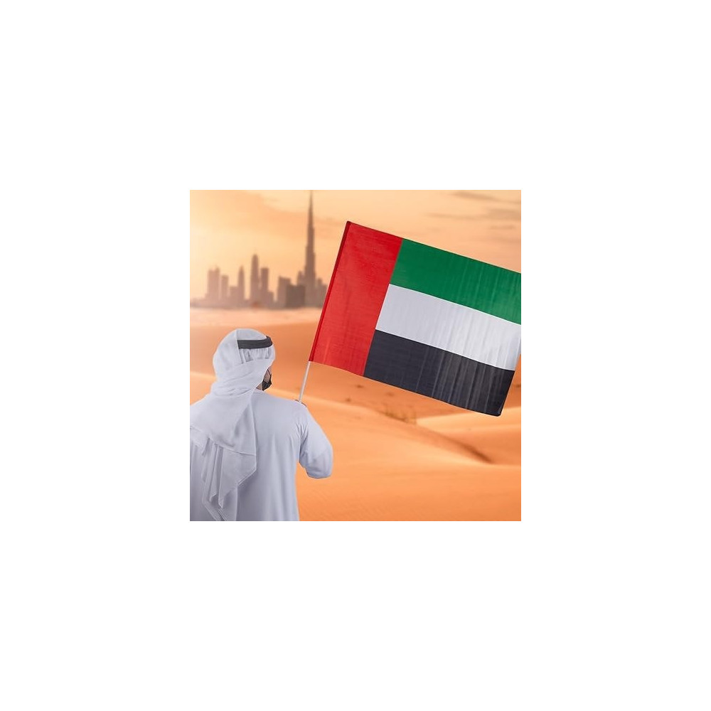 Yu Well Uae Hand Waving Flag For National Day Flag Day Celebration, 100 x 60 Cm