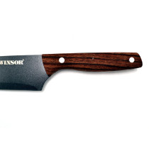 Winsor 5-Piece Stainless Steel Chef Knife Set with Non-Stick Coating Wood Pattern Handles and Acrylic Block Kitchen Knife Set, WR80813, Brown