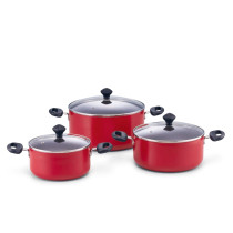 Prestige Non-Stick Cookware Set 6-Piece Pots and Pans Sets Kitchen Cooking Sets, PR22453, Red