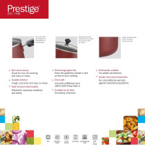 Prestige Non-Stick Cookware Set 6-Piece Pots and Pans Sets Kitchen Cooking Sets, PR22453, Red