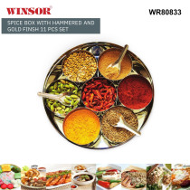 Winsor Spice Box With Hammered And Gold Finsh 11 Pcs Set, WR80833