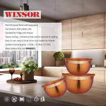 Winsor Multi-Purpose Bowl with Lacquered Hammered ( Copper Color Exterior) , WR80831