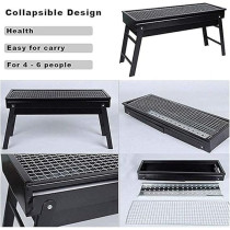 Yu Well Barbecue Grill Stand Stainless Steel Portable Foldable Bbq Grill For Outdoor Picnic Camping Garden Cooking Vegetable Burger Fish Shrimp Steak, Black