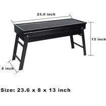 Yu Well Barbecue Grill Stand Stainless Steel Portable Foldable Bbq Grill For Outdoor Picnic Camping Garden Cooking Vegetable Burger Fish Shrimp Steak, Black
