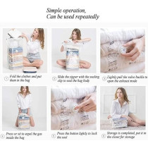 Yu Well Vacuum Storage Bag Space Saver Pressure Bag For Storing Clothes Beddings Towels Reusable And Wear Resistant, 60 x 80Cm, Pack Of 12