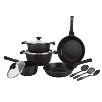 Prestige Essentials Nonstick Pots and Pans Set Induction Cookware Set 11 Pieces Non Stick Set Combo Granite Cooking Set Fry Pan Non Stick Combo Set, Black, PR80985