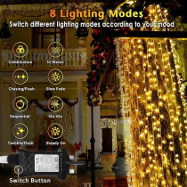 Yu Well Led String Lights 5M Warm White 50 Leds, Ip44 Waterproof Pure Copper Wire, 8 Modes With Memory Function, Outdoor And Indoor Fairy Lights For Christmas, Halloween, Garden, Wedding, Party