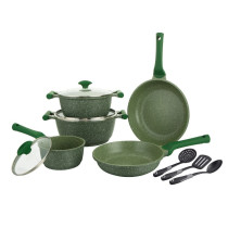 Prestige Essentials Nonstick Pots and Pans Set Induction Cookware Set 11 Pieces Non Stick Set Combo Granite Cooking Set Fry Pan Non Stick Combo Set, Green, PR80986