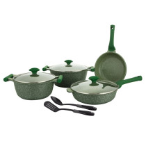 Prestige Essentials 9 Pieces Pots and Pans Set Nonstick Cookware Sets Granite Pots Set Kitchen Induction Pots and Pans Cooking Sets Pan Sets for Cooking, Green, PR80990