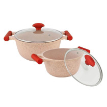 Prestige Essentials 9 Pieces Pots and Pans Set Nonstick Cookware Sets Granite Pots Set Kitchen Induction Pots and Pans Cooking Sets Pan Sets for Cooking, Pink, PR80991