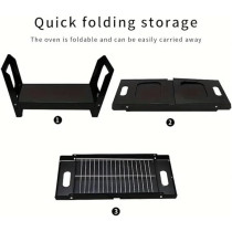 Yu Well Barbecue Grill Stand Stainless Steel Portable Foldable Bbq Grill For Charcoal Bbq Salad Grill Cooking Suitable For Outdoor Vacation Cooking With Friends And Family, Bbq-Foldable, Black