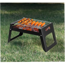 Yu Well Barbecue Grill Stand Stainless Steel Portable Foldable Bbq Grill For Charcoal Bbq Salad Grill Cooking Suitable For Outdoor Vacation Cooking With Friends And Family, Bbq-Foldable, Black