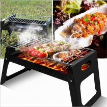 Yu Well Barbecue Grill Stand Stainless Steel Portable Foldable Bbq Grill For Charcoal Bbq Salad Grill Cooking Suitable For Outdoor Vacation Cooking With Friends And Family, Bbq-Foldable, Black