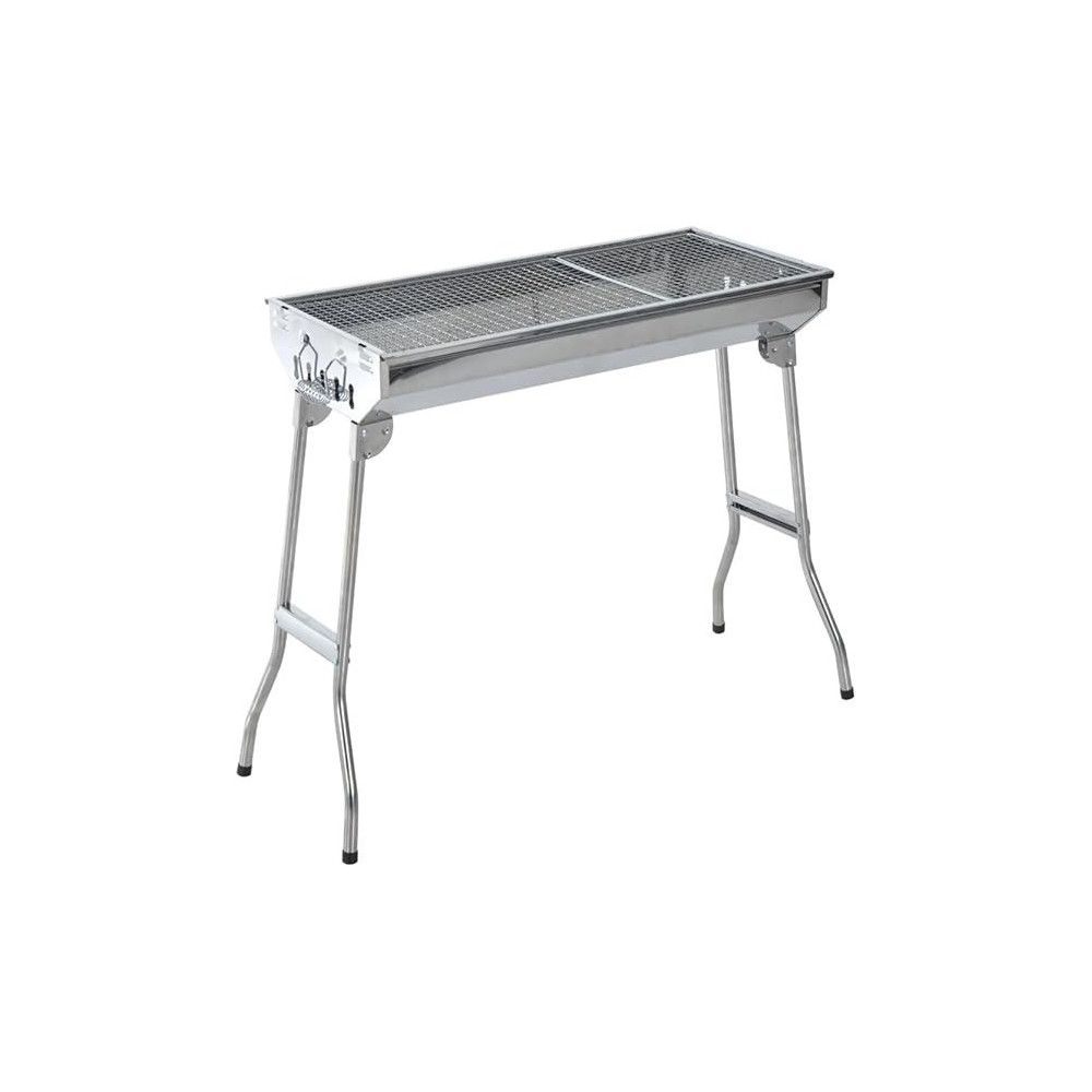 Yu Well Barbecue Grill Stand Stainless Steel Portable Foldable Bbq Grill For Charcoal Bbq Salad Grill Cooking Suitable For Outdoor Vacation Cooking With Friends And Family, Silver, Medium