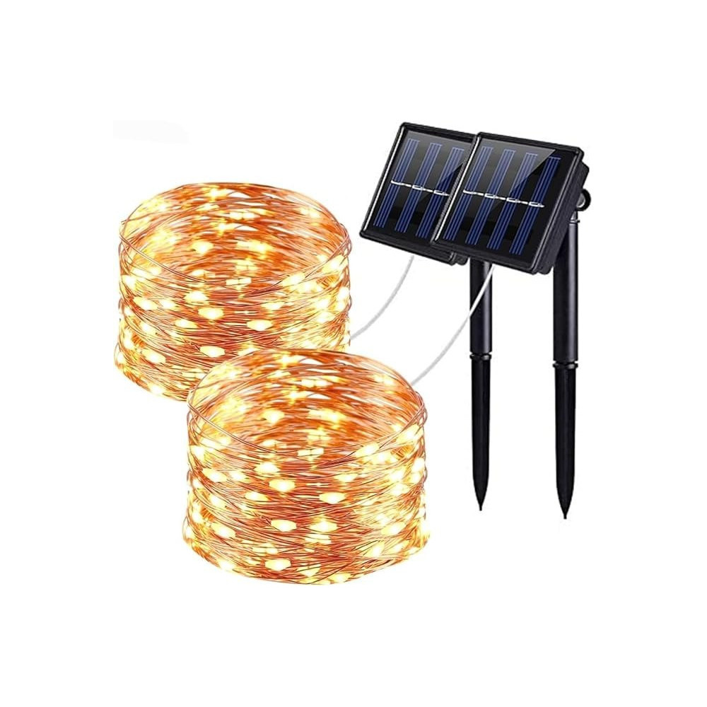 Yu Well Solar Powered Fairy Lights, 20 Miter, Fairy, 2 Pack, Warm White