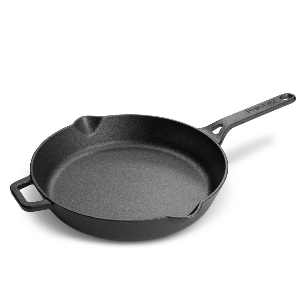 Prestige Cast Iron Fry Pan 20 cm, Cast Iron Skillet Induction Frying Pan Iron Fry Pan Pre-Seasoned Cast Iron Cookware, Black, PR48888
