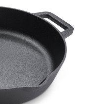 Prestige Cast Iron Dual Handle Fry Pan 24 cm, Cast Iron Skillet Induction Frying Pan Iron Fry Pan Pre-Seasoned Cast Iron Cookware, Black, PR48887