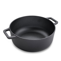 Prestige Cast Iron Casserole 24 CM, Induction Cooking Pot with Glass Lid Biryani Pot with Heavy Bottom Pre-Seasoned Cast Iron Cookware, Black, PR48897