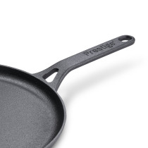 Prestige Cast Iron Flat Tawa 24 cm, Induction Base Tawa Pan for Dosa/Roti/Chapati with Stick Handle Pre-Seasoned Cast Iron Cookware, PR48891, Black