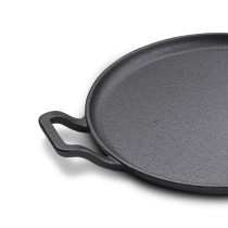 Prestige Cast Iron Flat Tawa 28 cm, Induction Cast Iron Tawa Pan for Roti/Chapati/Dosa with Stick Handle Pre-Seasoned Cast Iron Cookware, Black, PR48885