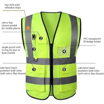 Yu Well Reflective Safety Vests High Visibility Breathable Day Night Warning Jacket With Zipper And 5 Pockets For Construction, Traffic, Cycling Safety Purpose, Pack Of 4