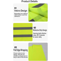 Yu Well Reflective Safety Vests High Visibility Breathable Day Night Warning Jacket With Zipper And 5 Pockets For Construction, Traffic, Cycling Safety Purpose, Pack Of 4