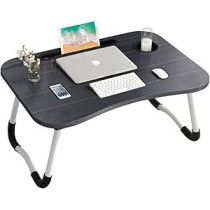 Yu Well Portable Folding Laptop Desk For Bed And Sofa With Ipad And Coffee Cup Holder, Black