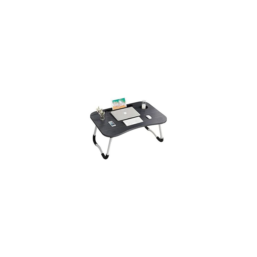 Yu Well Portable Folding Laptop Desk For Bed And Sofa With Ipad And Coffee Cup Holder, Black