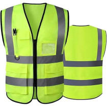 Yu Well Reflective Safety Vests High Visibility Breathable Day Night Warning Jacket With Zipper And 5 Pockets For Construction, Traffic, Cycling Safety Purpose