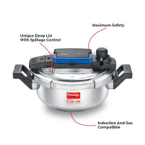 Prestige Svachh FLIP-ON Mini SS Pressure Cooker 18 cm-2 Litre, with Glass Lid Stainless Steel, Silver, MPF20164