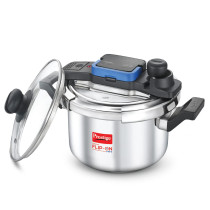 Prestige Svachh FLIP-ONÂ SS Pressure Cooker 22 cm-5 Litre, With Glass Lid, Silver, MPF20157