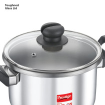 Prestige Svachh FLIP-ON SS Pressure Cooker 22 cm-5 Litre, With Glass Lid, Silver, MPF20157