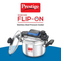 Prestige Svachh FLIP-ON SS Pressure Cooker 22 cm-5 Litre, With Glass Lid, Silver, MPF20157